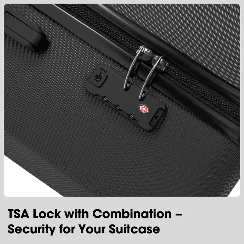 VALLSERO Luggage Sets 5 Piece TSA Lock PC ABS Hardside Suitcase With 4 Universal Wheels Carry On 20 Inch 24 Inch 28 Inch 12L Travel Bag 4.5L Washing Bag - Image 4