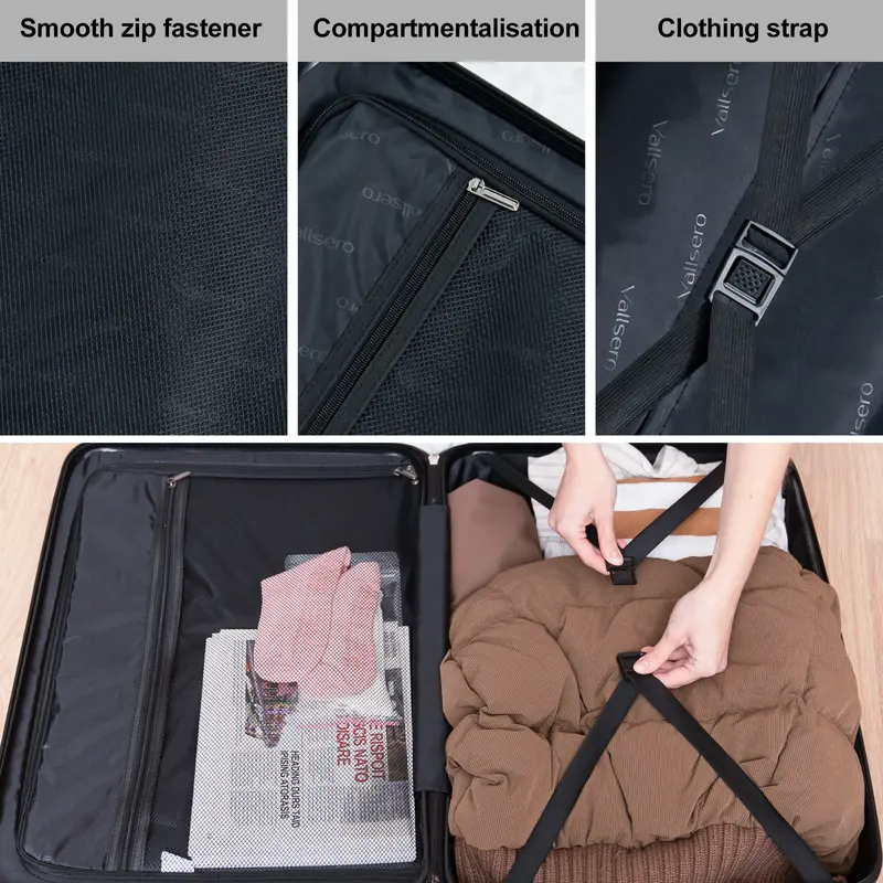 VALLSERO Luggage Sets 5 Piece TSA Lock PC ABS Hardside Suitcase With 4 Universal Wheels Carry On 20 Inch 24 Inch 28 Inch 12L Travel Bag 4.5L Washing Bag - Image 2